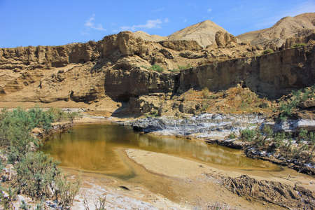 A picturesque deep canyon near the town of Sangachaly. Azerbaijan.