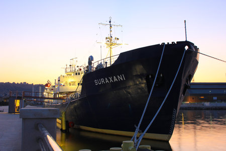 Baku. Azerbaijan. 07.20.2020 year. Ship museum and cafe on Primorsky Boulevard.のeditorial素材