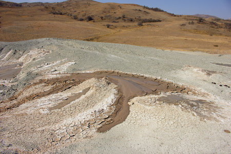 Beautiful mud volcano in the mountains. Shemakha region. Azerbaijan.の写真素材