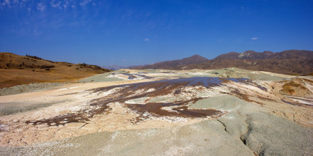 Beautiful mud volcano in the mountains. Shemakha region. Azerbaijan.の写真素材