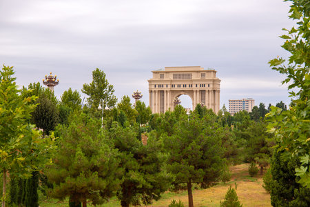 town. Ganja. Azerbaijan. 07.26.2021 year. The largest park in the Republic. Heydar Aliyev Park in the city center.のeditorial素材
