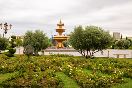 town. Ganja. Azerbaijan. 07.26.2021 year. The largest park in the Republic. Heydar Aliyev Park in the city center.のeditorial素材