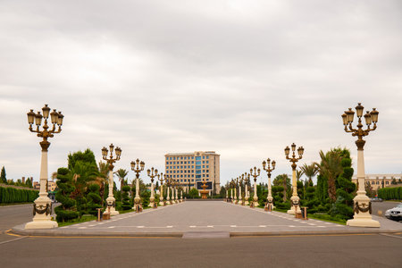 town. Ganja. Azerbaijan. 07.26.2021 year. The largest park in the Republic. Heydar Aliyev Park in the city center.のeditorial素材