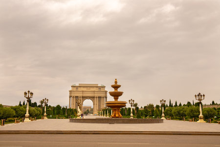 town. Ganja. Azerbaijan. 07.26.2021 year. The largest park in the Republic. Heydar Aliyev Park in the city center.のeditorial素材