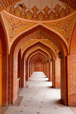 Ganja. Azerbaijan. 07.28.2021. Arches in the courtyard of the Imam-zade mausoleum.のeditorial素材