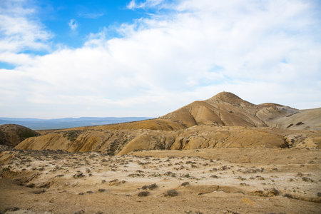 Beautiful mountains near the canyon, near the town of Sangachaly. Azerbaijan.の写真素材