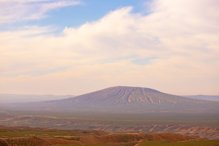 Beautiful mountains near the canyon, near the town of Sangachaly. Azerbaijan.の写真素材