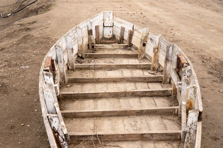 Old waste abandoned wooden boat.の写真素材