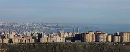 The beautiful city of Baku on the edge of the mountain. Azerbaijan.