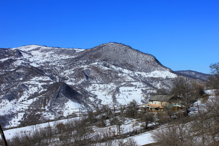 Azerbaijan. 02.19.2017. Village house in the village of Afurdzha.のeditorial素材