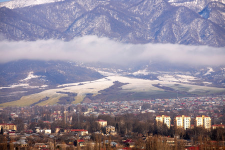 Ismayilli city near the mountains. Azerbaijan.