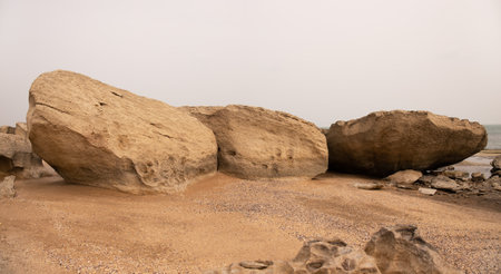 Beautiful rocky boulders by the sea. Dubyandy. Azerbaijan.の写真素材