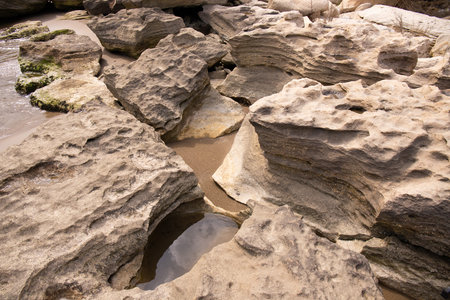 Beautiful rocky boulders by the sea. Dubyandy. Azerbaijan.