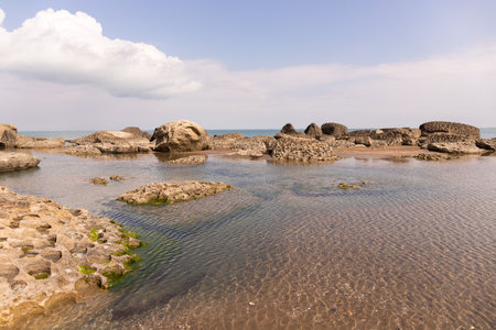Beautiful rocky boulders by the sea. Dubyandy. Azerbaijan.