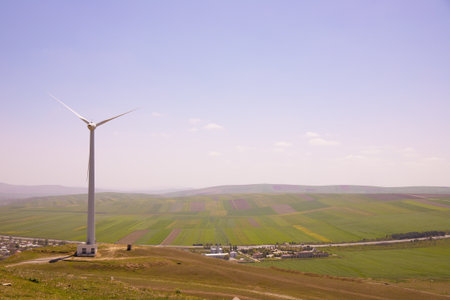 Shemakha. Azerbaijan. 04.25.2021. Wind turbines that generate electricity.