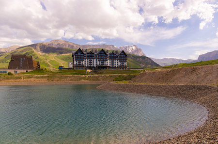 Kusar region. Azerbaijan. 05.17.2021. Winter-summer tourist complex Shahdag.のeditorial素材
