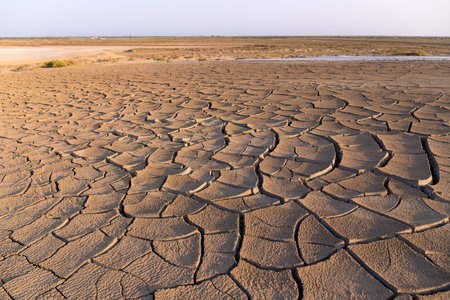 Volcanic cracks in the clay on the ground. Azerbaijan.