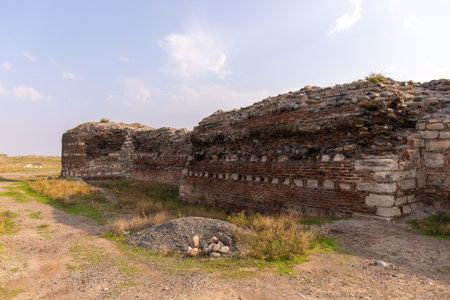 The inner walls of the fortress of the old city of Shamkir. The city of Shamkir. Azerbaijan.