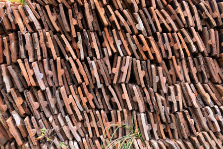 Lots of tiles stacked on top of each other.