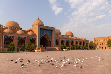 Ganja. Azerbaijan. 10.17.2021 year. Pigeons in the courtyard of the Imam-zade mausoleum on the outskirts of the city.のeditorial素材
