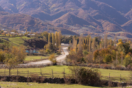 Road in the old mountain village of Lahij. Ismailly. Azerbaijan.の写真素材