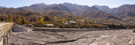 Autumn panorama of the mountain village of Lahij. Ismailly. Azerbaijan.