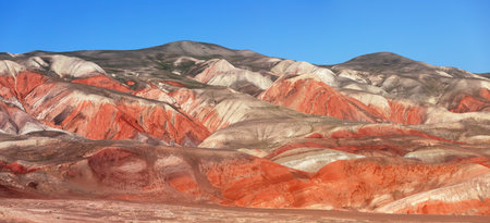 Beautiful mountains of different colors in Khizi. Khizi region. Azerbaijan.