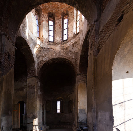 City of Gakh. Azerbaijan. 11.24.2022. Temple of Caucasian Albania in the city of Gakh. Temple of Kurmuk 7th century.のeditorial素材