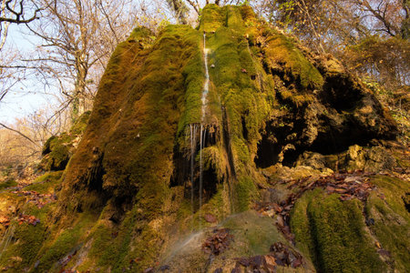 Beautiful mossy waterfall Mamyrly in Ilisu. Gakh region. Azerbaijan.の写真素材