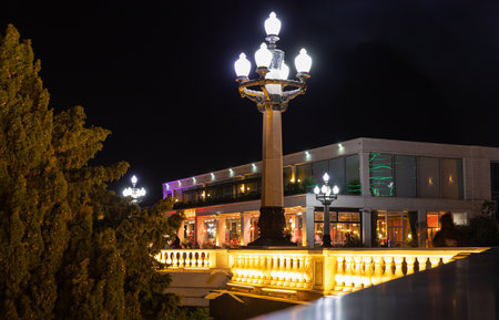 Baku. Azerbaijan. 05.28.2022. A beautiful restaurant in Nagorny Park with a view of the city.のeditorial素材
