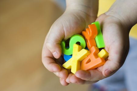 Toys in children handsの写真素材