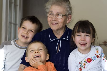 grandma with children
