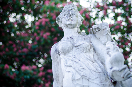 Roman ancient sculpture with bokeh backgroundの写真素材