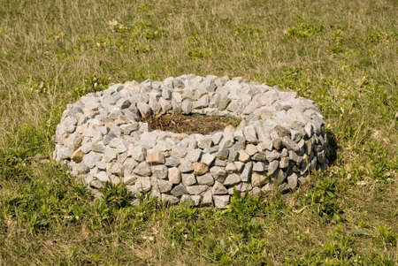 Stone flowerbed on child's groundの写真素材