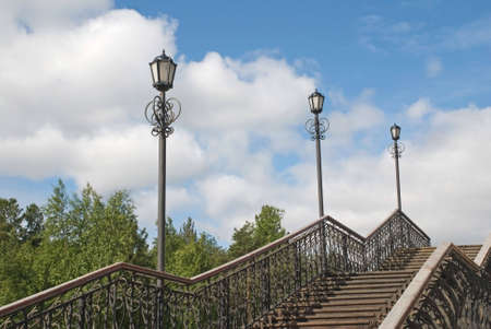 Stair anchorwoman on a motor-car bridgeの写真素材
