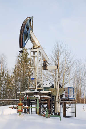 The big oil pump during a winter time