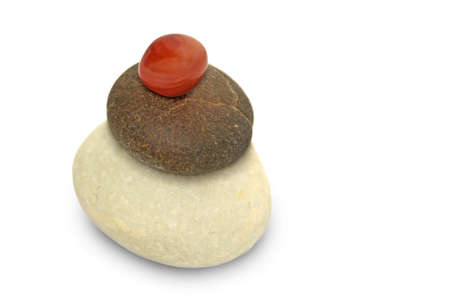 Three stones on a white backgroundの写真素材