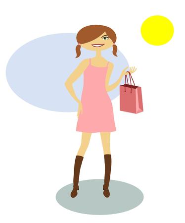 Fashion girl with shopping bag の写真素材