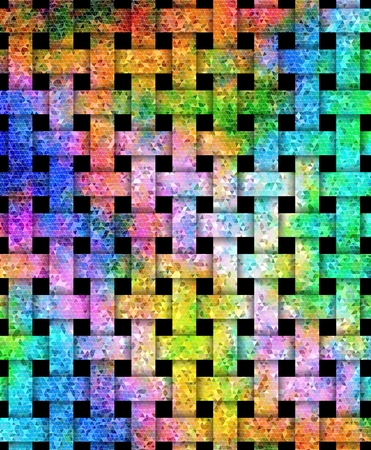 Beautiful weaved colorful texture on black-triangular