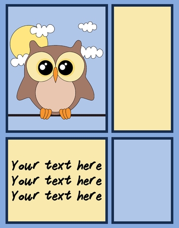 Cute owl card with copy space. Vector illustration.のイラスト素材