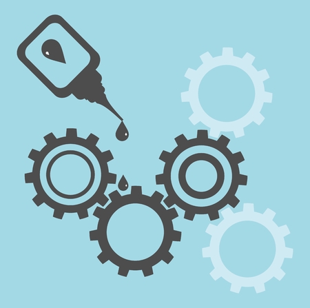 Repair of equipment. Oilcan lubricating gears in blue and greyのイラスト素材