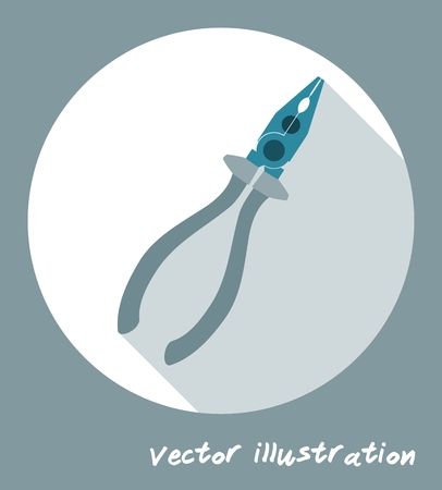 2D combination pliers. Flat style icon with long shadow.のイラスト素材