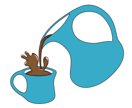 Coffee pouring from a jug with a splash. Isolated. White backgroundのイラスト素材