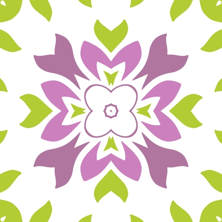 Colored seamless floral pattern on white backgroundのイラスト素材