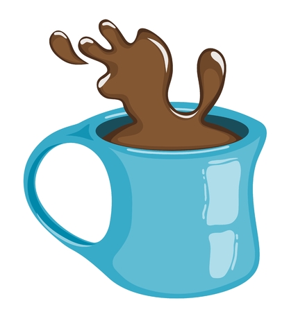 Cup of coffee with splash. Hot chocolate. Isolatedのイラスト素材