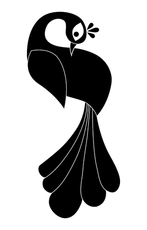 Peacock silhouette. Isolated on white backgroundのイラスト素材
