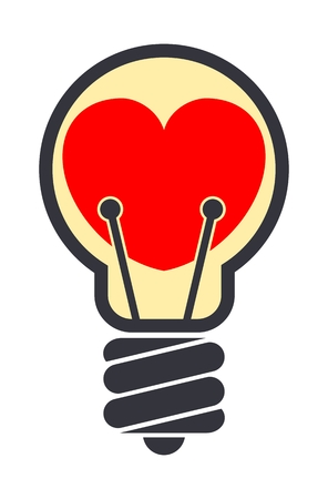 Heart shape inside light bulb isolated on white background. Love symbol. Health symbolのイラスト素材