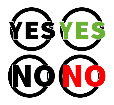 Yes, No icons in a circle on the white background. Yes icon. No icon. Isolated. Design elements.のイラスト素材