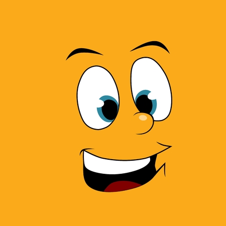 Laughing. Happy face. Design element. Orange backgroundのイラスト素材