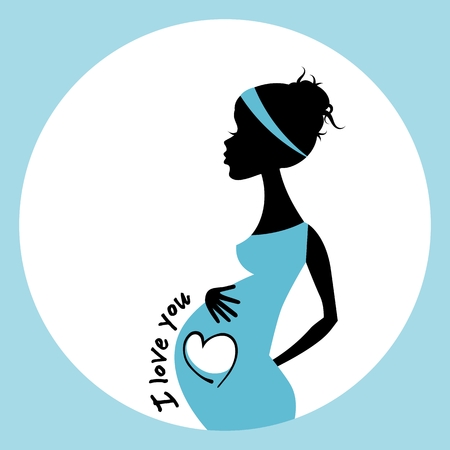 Silhouette of pregnant woman. Expectant mother with empty spaceのイラスト素材
